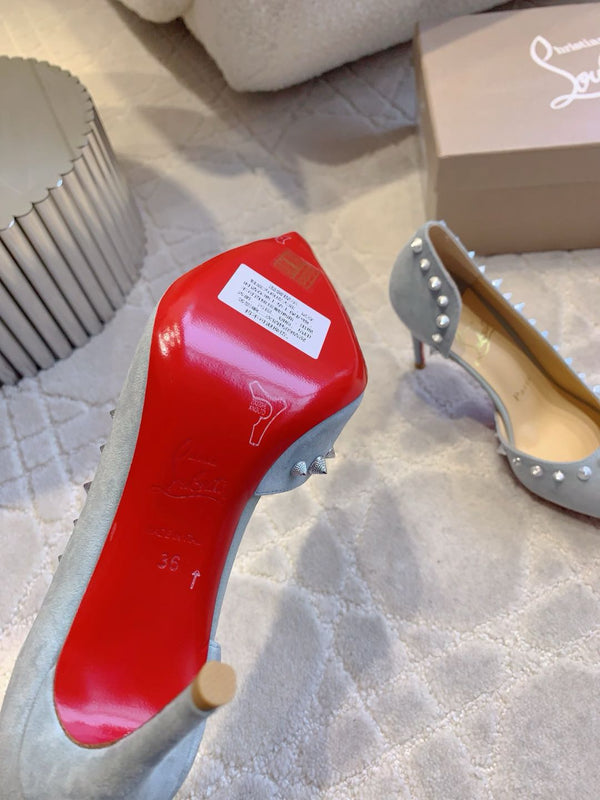 CL Irishell 85 Studded d'Orsay Pumps Light Sky Blue Suede 177128