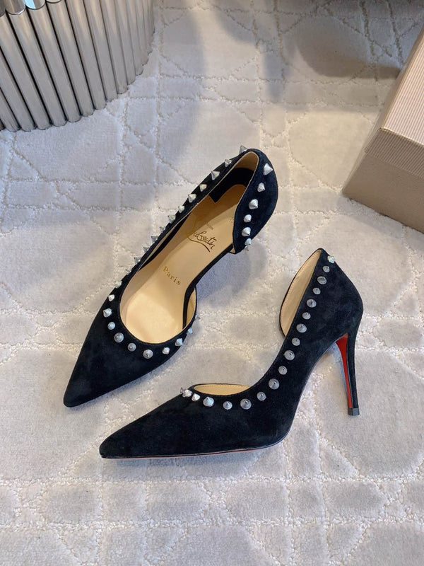 CL Irishell 85 Studded d'Orsay Pumps Black Suede 177126