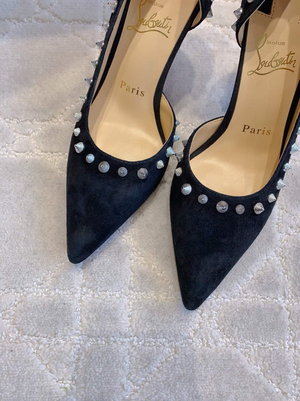 CL Irishell 85 Studded d'Orsay Pumps Black Suede 177126