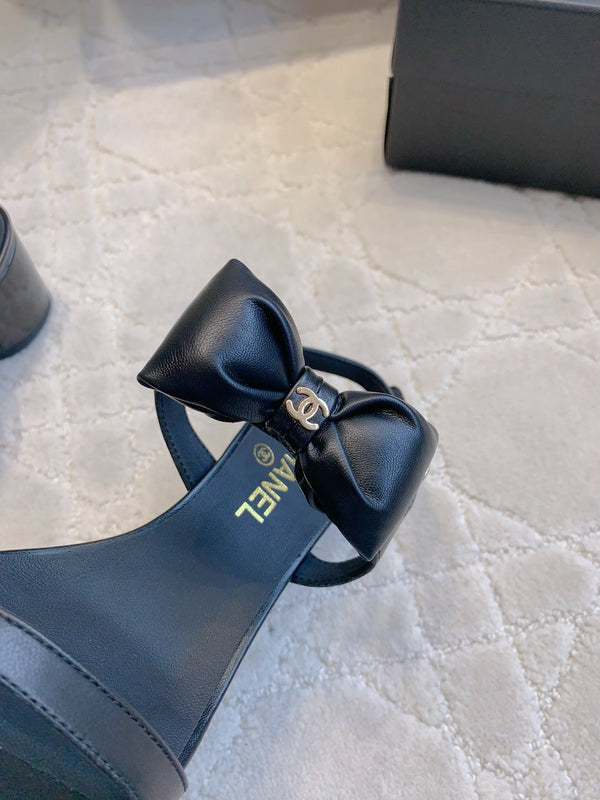 CC 26s Bow-Tie Sandals 6.5cm Black Lambskin 906127