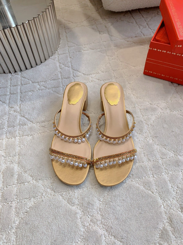 RC Pearl Slippers Gold Sheepskin 328433