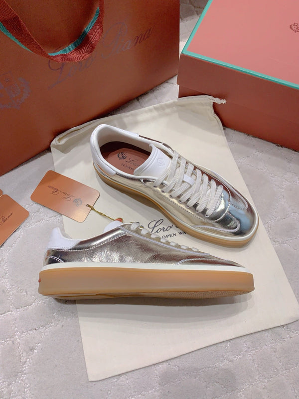 LP sneaker unisex style metallic silver sheepskin mix suede 382666