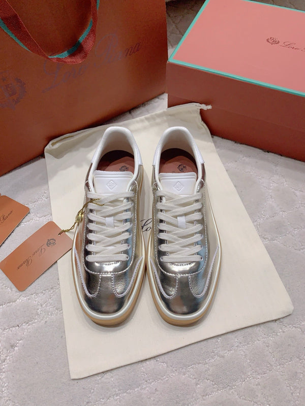 LP sneaker unisex style metallic silver sheepskin mix suede 382666