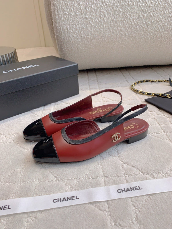 CC Cap Toe Slingback Black Red Lambskin 404283