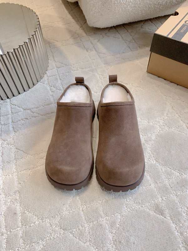 UGG Classic Ultra Mini Mule Reddish Brown Wool Suede Fleece Lining 516912