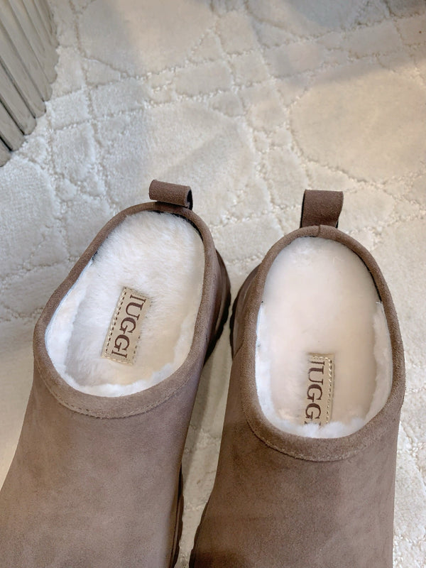 UGG Classic Ultra Mini Mule Reddish Brown Wool Suede Fleece Lining 516912