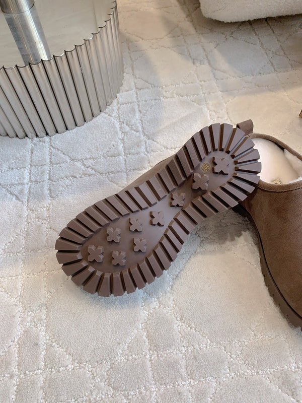 UGG Classic Ultra Mini Mule Reddish Brown Wool Suede Fleece Lining 516912