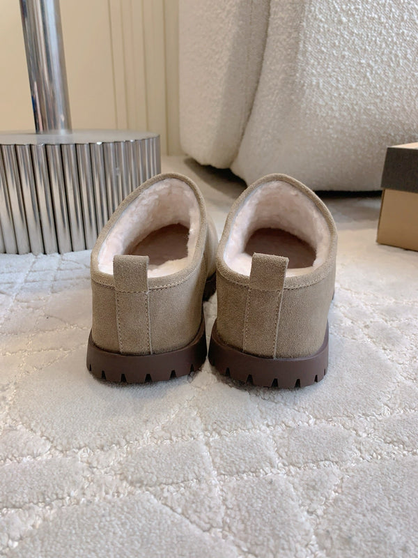 UGG Tazz Slippers Khaki Wool Suede Fleece Lining 516914