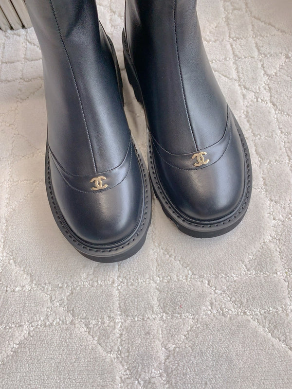 CC New Platform Ankle Boots Black Sheepskin