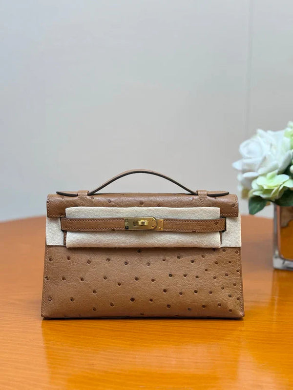 Sac Mini Kelly Hermès 2026 22 cm Cuir d'autruche 284424