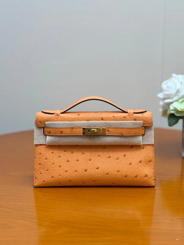 Sac Mini Kelly Hermès 2026 22 cm Cuir d'autruche 284424