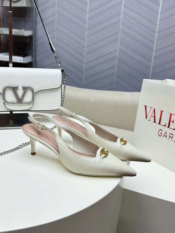 HIGH SLINGBACK 60MM IN WHITE CALFSKIN