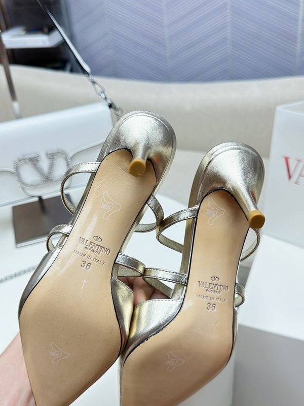 MULE ROCKSTUD WISPY IN PELLE DI VITELLO ORO 60MM