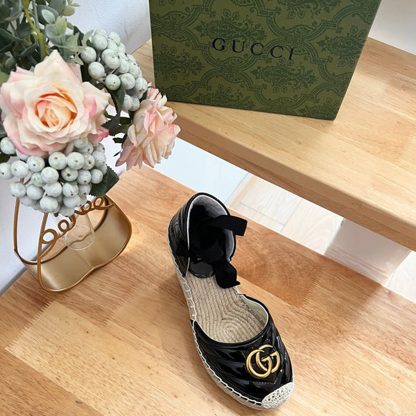 GG Crochet platform Espadrilles Blush Black