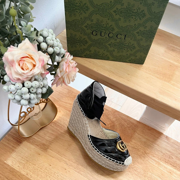 GG Crochet platform Espadrilles Blush Black