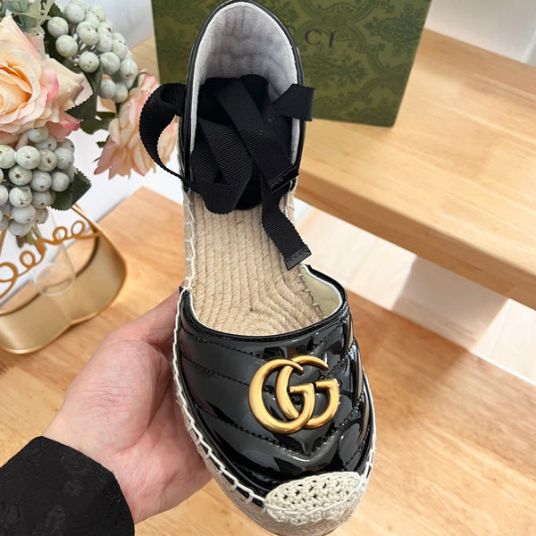 GG Crochet platform Espadrilles Blush Black