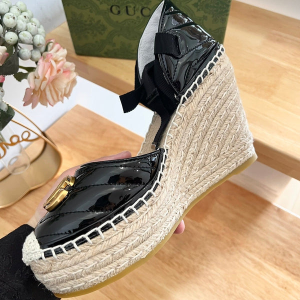 GG Crochet platform Espadrilles Blush Black