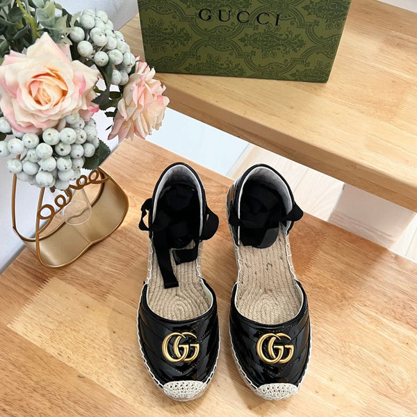 GG Crochet platform Espadrilles Blush Black