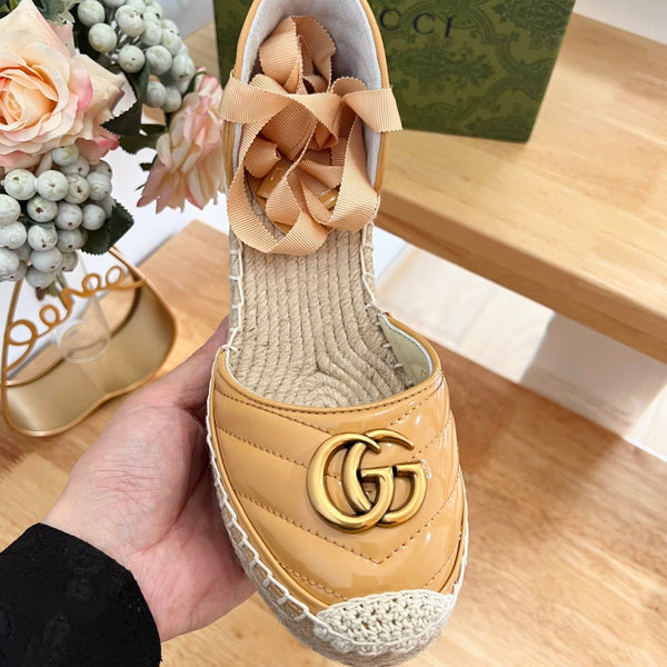 GG Crochet platform Espadrilles Blush Amber Yellow