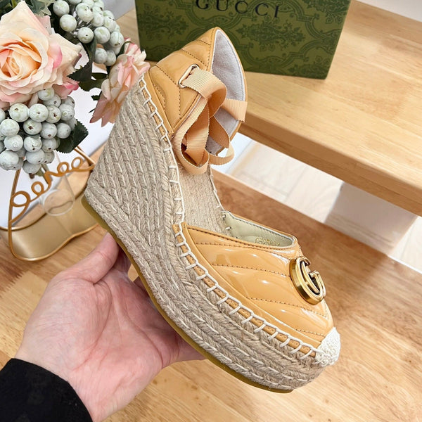 GG Crochet platform Espadrilles Blush Amber Yellow