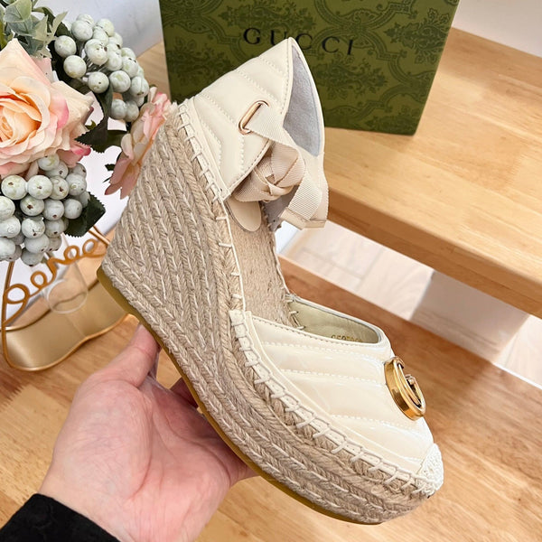 GG Crochet platform Espadrilles White