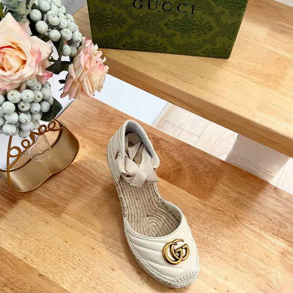 GG Crochet platform Espadrilles White