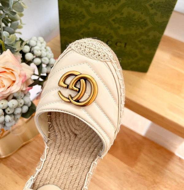 GG Crochet platform Espadrilles White