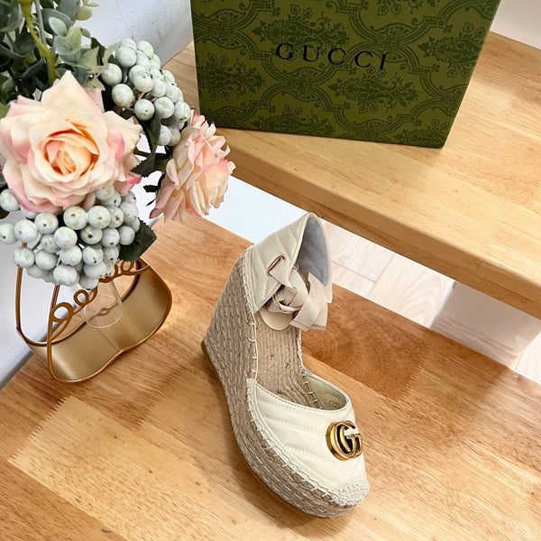 GG Crochet platform Espadrilles White