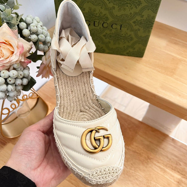 GG Crochet platform Espadrilles White