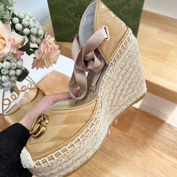 GG Crochet platform Espadrilles Saddle Brown