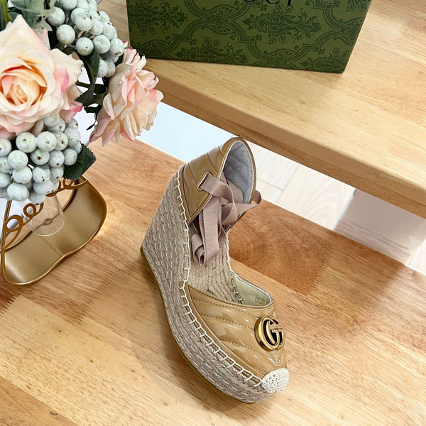 GG Crochet platform Espadrilles Saddle Brown
