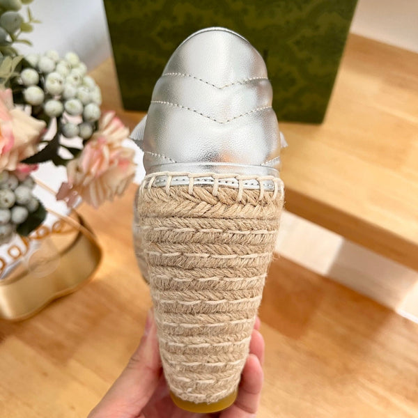 GG Crochet platform Espadrilles Silver