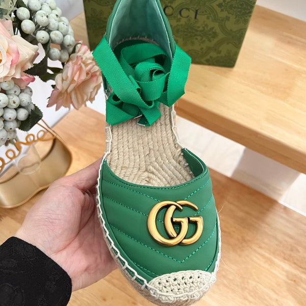 Espadrillas con plateau GG Crochet verde giada
