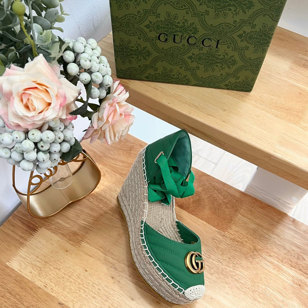 Espadrillas con plateau GG Crochet verde giada