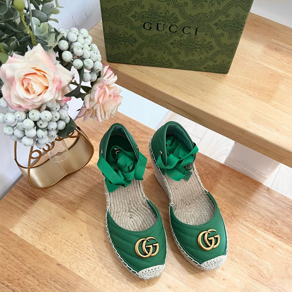 Espadrillas con plateau GG Crochet verde giada