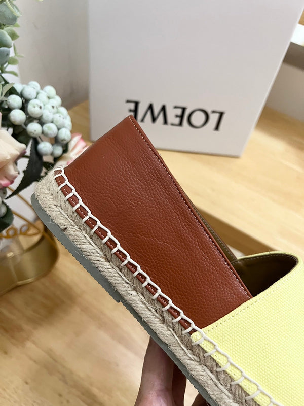 Espadrillas Loew Anagram in pelle gialla e marrone e tela