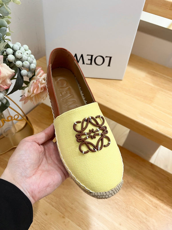 Espadrillas Loew Anagram in pelle gialla e marrone e tela