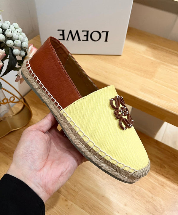 Espadrillas Loew Anagram in pelle gialla e marrone e tela