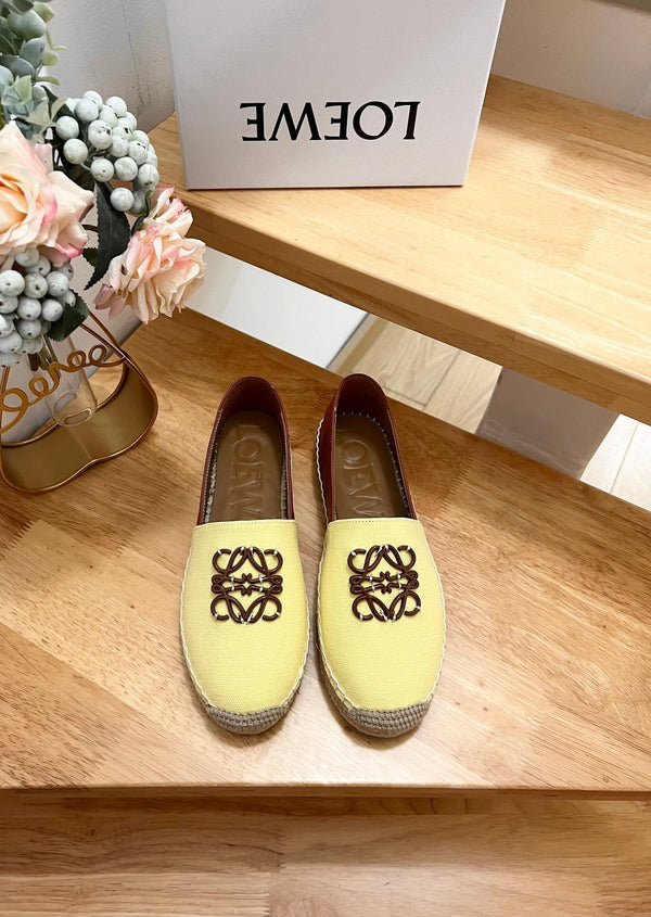 Espadrillas Loew Anagram in pelle gialla e marrone e tela