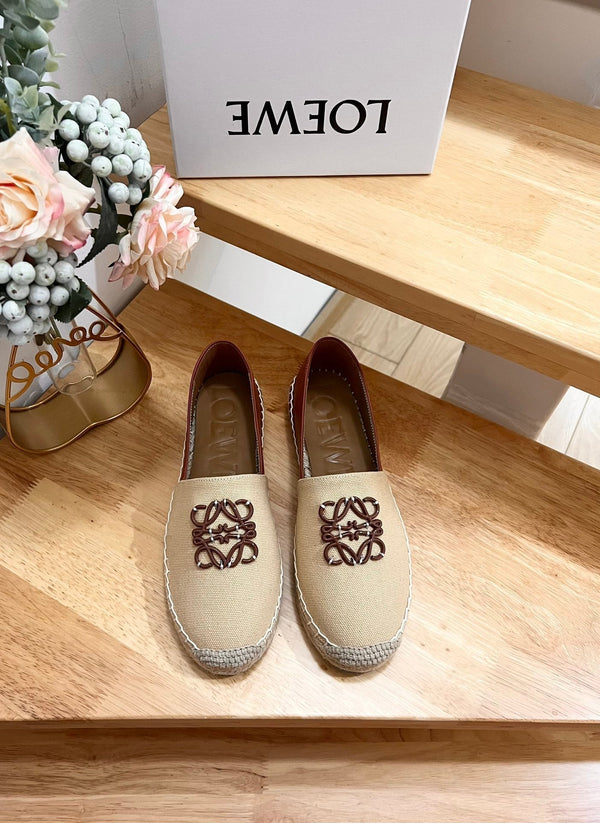 Espadrillas Loew Anagram Beige Marrone Pelle e Tela