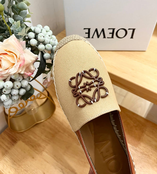 Espadrillas Loew Anagram Beige Marrone Pelle e Tela