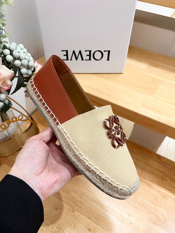 Espadrillas Loew Anagram Beige Marrone Pelle e Tela
