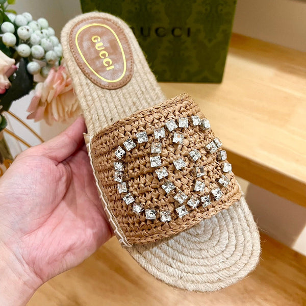 GG Casual Style Logo Sandals Brown Caramel