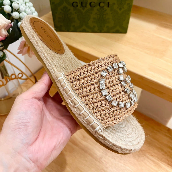 GG Casual Style Logo Sandals Brown Caramel