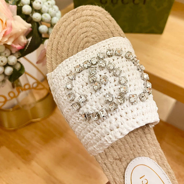 GG Casual Style Logo Sandals White