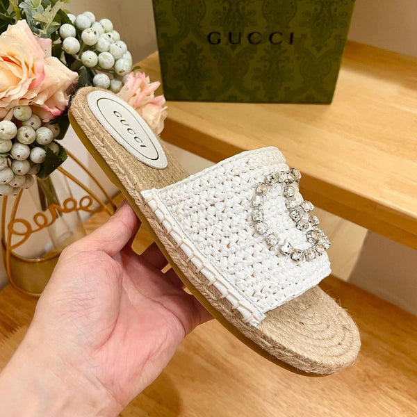 GG Casual Style Logo Sandals White