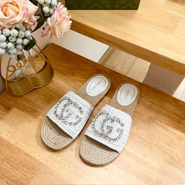 GG Casual Style Logo Sandals White