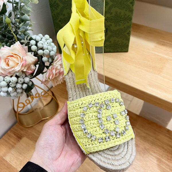 GG Women Flat Shoes Yellow