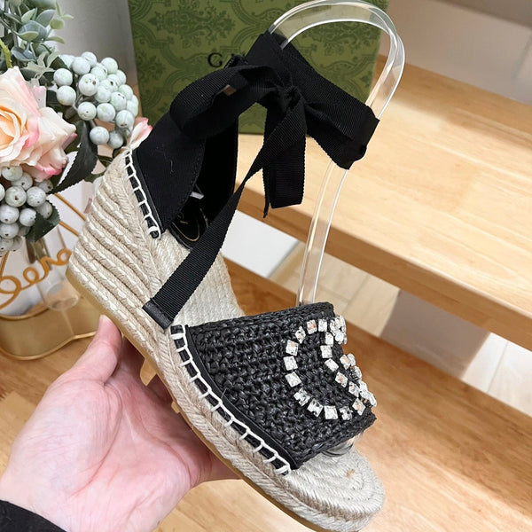 GG Women High Sandal Shoes Black