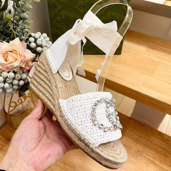 GG Women High Sandal Shoes White